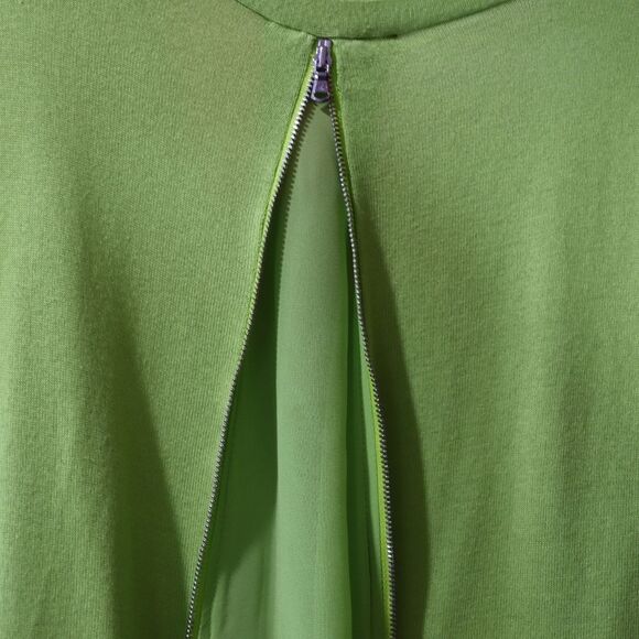 Kenneth Cole Lime Green Cardigan Exposed Zipper Sheer Back LG - Picture 11 of 16